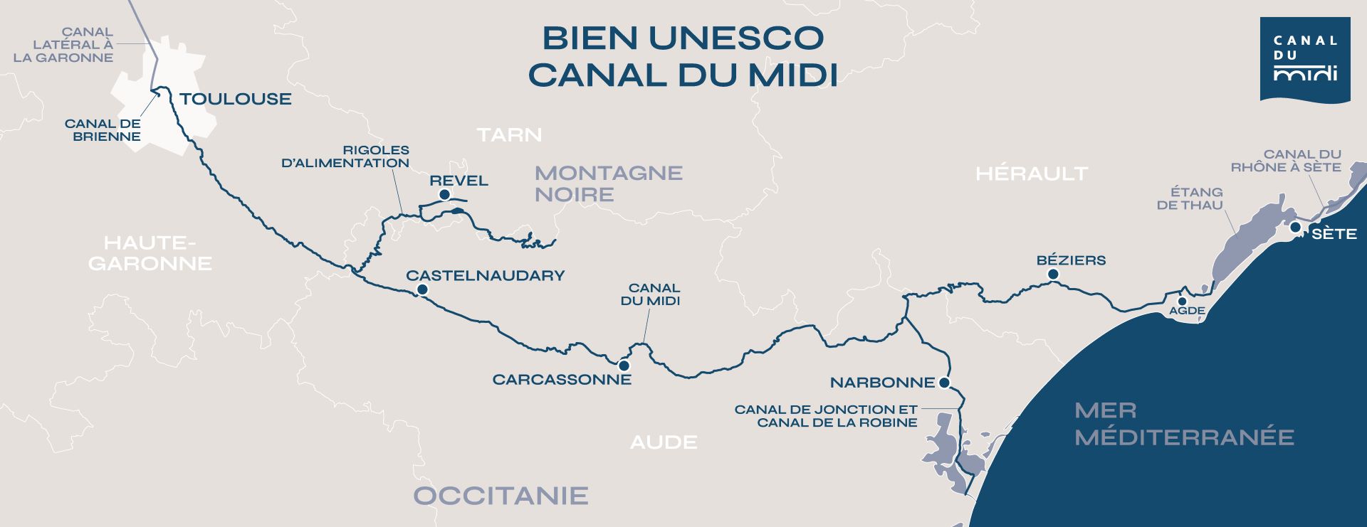 Carte du Canal du Midi